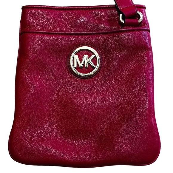 Michael Kors Red Fulton Cross Body Pebble Leather Bag - Picture 4 of 14